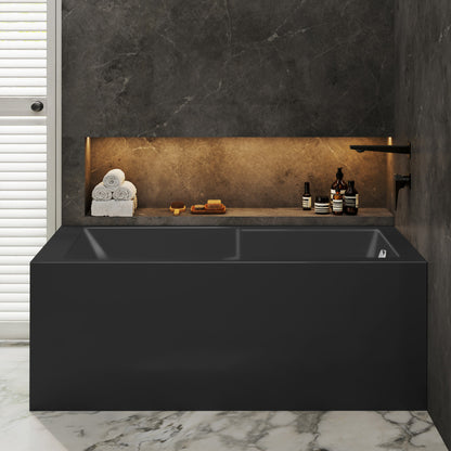 Voltaire 60 x 32 Right Drain Soaking Alcove Corner Apron Bathtub in Glossy Black