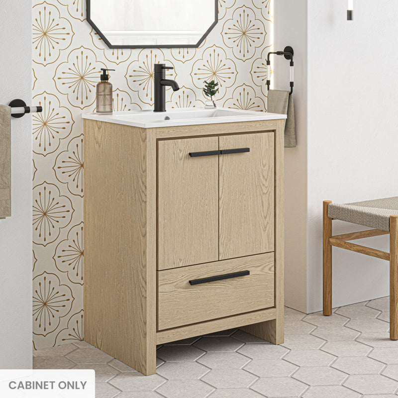 Virage 24 Freestanding, Bathroom Vanity in Natural Oak Cabinet Only