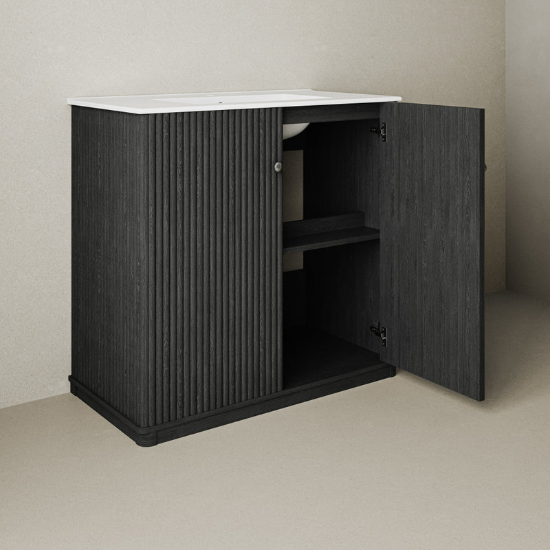 Lafayette 36" Freestanding Bathroom Vanity in Black Oak with Sink Top