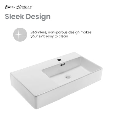 St. Tropez 36" Rectangle Wall-Mounted Sink with Right Side Faucet Mount