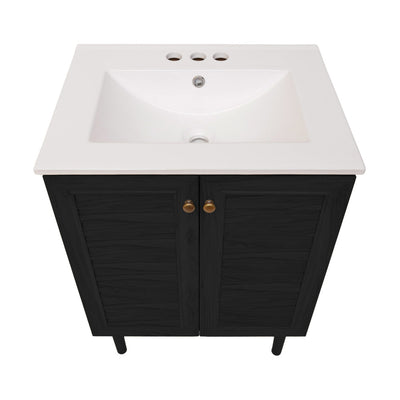 Bron 24" Freestanding Bathroom Vanity in Black Oak with 3-Hole Centerset Sink Top