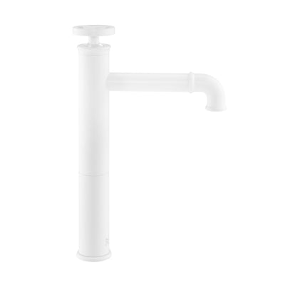 Avallon Single Hole, Single-Handle Wheel, High Arc Bathroom Faucet in Matte White