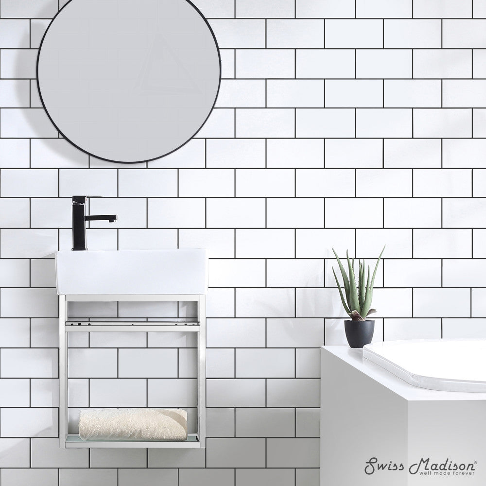 Pierre 19.5 Single, Open Shelf, Chrome Metal Frame Bathroom Vanity