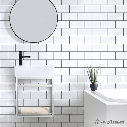 Pierre 19.5 Single, Open Shelf, Chrome Metal Frame Bathroom Vanity