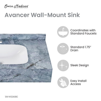Avancer 36'' Wall Mount Sink In Blue Celeste