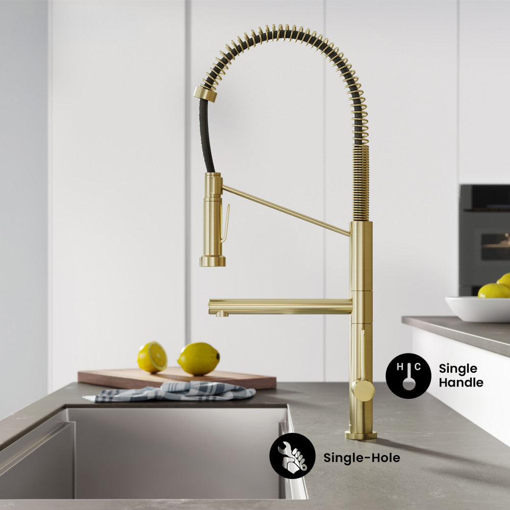Nouvet Single Handle, Pull-Down Kitchen Faucet with Pot Filler in Brushed Gold