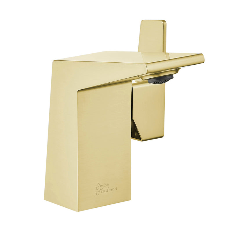 Carre Single Hole, Single-Handle, Bathroom Faucet in Brushed Gold