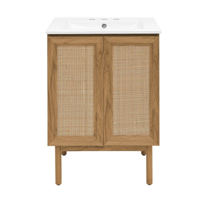 Classe 24" Freestanding Bathroom Vanity in Golden Oak with 3-Hole Centerset Sink Top