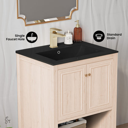 Chateau 24" Freestanding Bathroom Vanity in White Oak with Black Sink Top