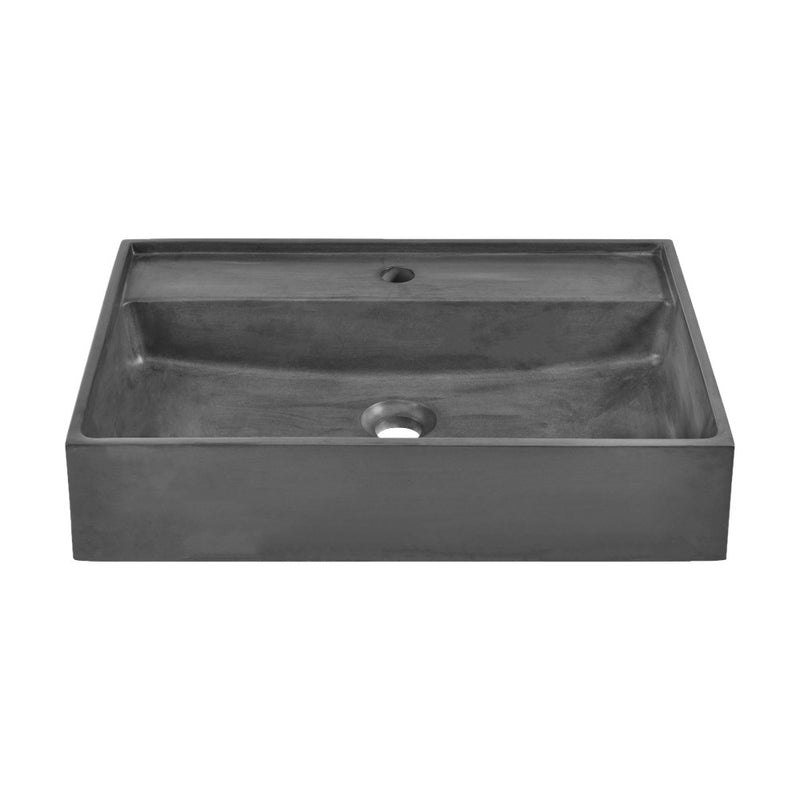 Lisse 23.5" Rectangle Concrete Vessel Bathroom Sink in Dark Grey