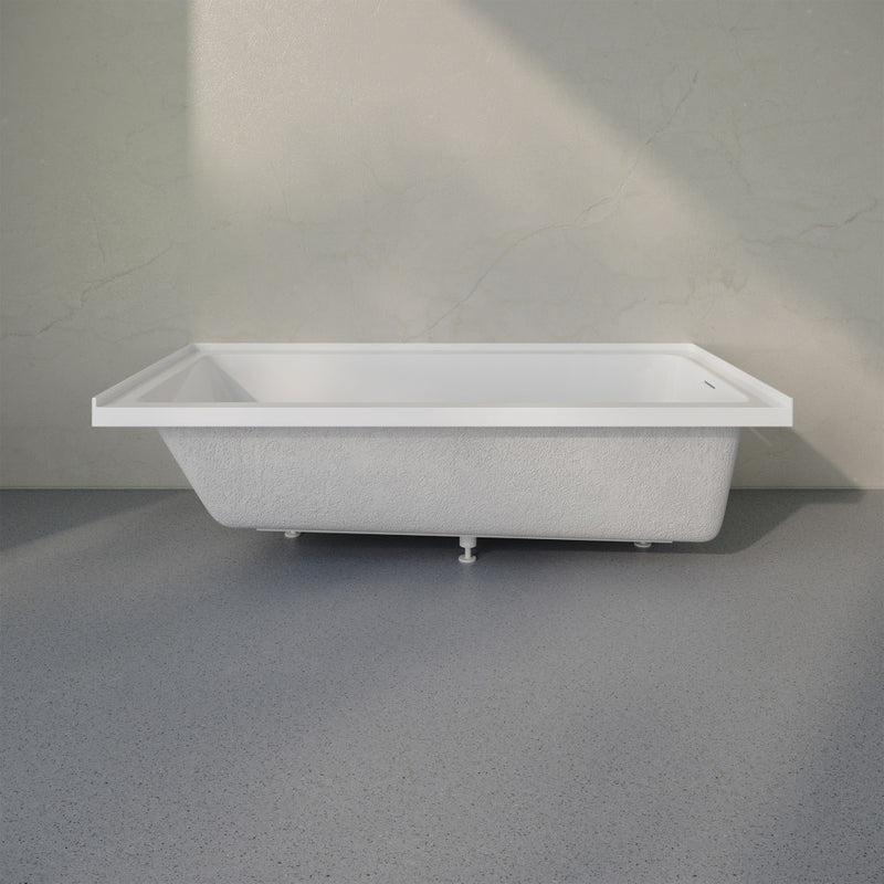 Voltaire 72 x 36 Right Drain Soaking Alcove Bathtub in Glossy White with Integrated Armrest