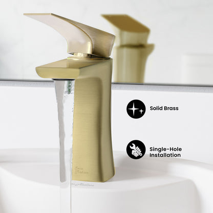 Monaco Single Hole, Single-Handle, Bathroom Faucet in Brushed Gold