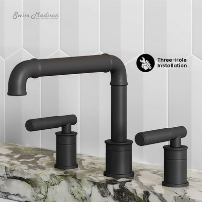 Avallon 8 in. Widespread, Sleek Handle, Bathroom Faucet in Matte Black