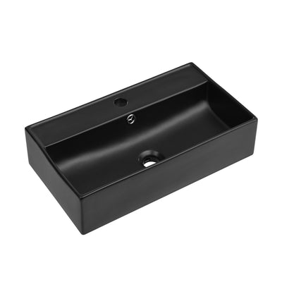 Claire 22" Rectangle Wall-Mount Bathroom Sink in Matte Black