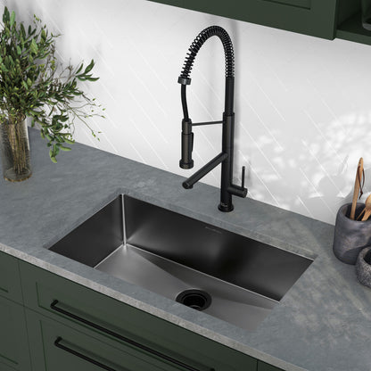Rivage 30 x 18 Stainless Steel, Single Basin, Undermount Kitchen Sink,Black