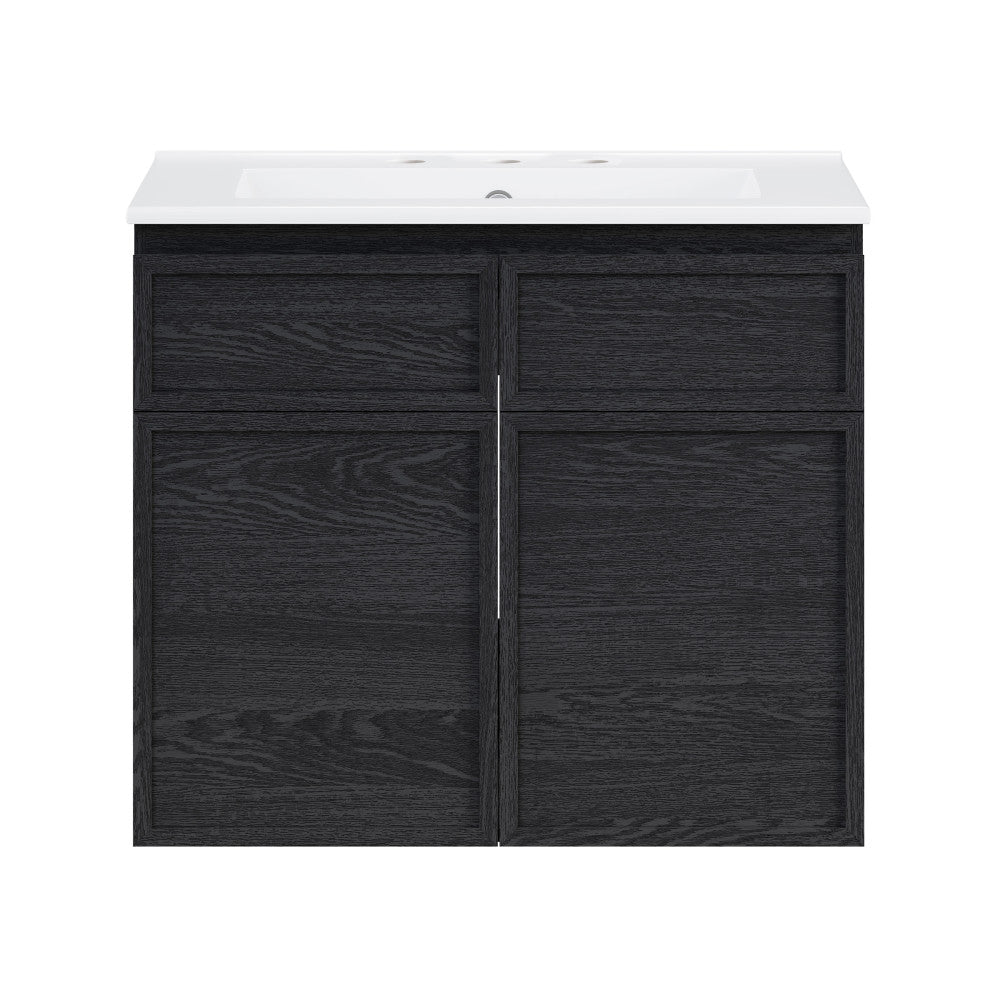 St. Tropez 24" Wall-Mounted Bathroom Vanity in Black Oak with 3-Hole Widespread Sink Top