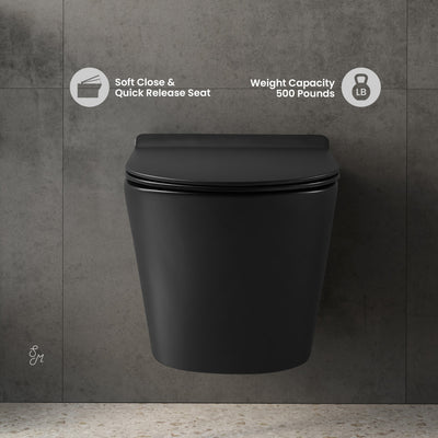 Calice Wall-Hung Toilet Bundle 0.8/1.6 GPF Dual Flush in Matte Black with Black Flush Plate