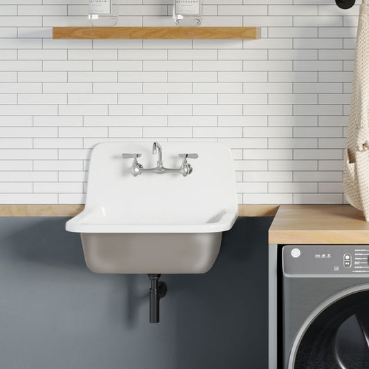 Loire 22" Cast Iron Rectangle Wall-Mounted Sink in Glossy Taupe