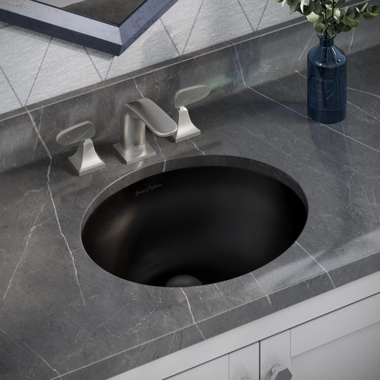 Plaisir 16.5" Ceramic Undermount Bathroom Sink in Matte Black