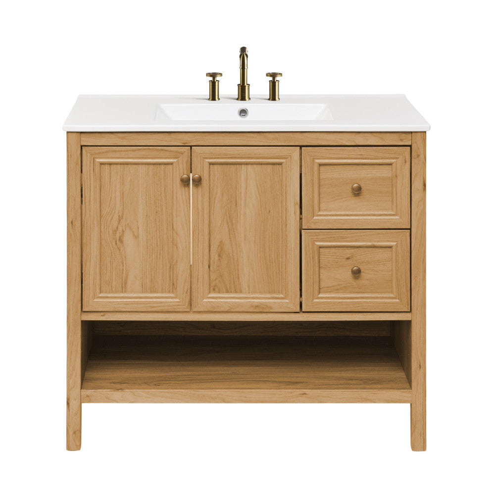 Chateau 36" Freestanding Bathroom Vanity in Golden Oak with 3-Hole Widespread Sink Top