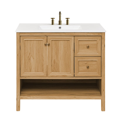 Chateau 36" Freestanding Bathroom Vanity in Golden Oak with 3-Hole Widespread Sink Top