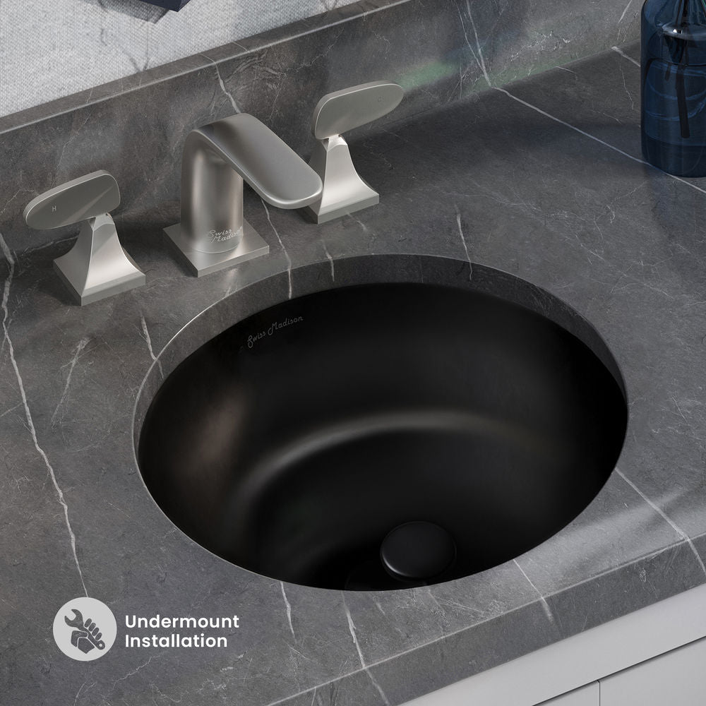 Monaco 16" Ceramic Undermount Bathroom Sink in Matte Black
