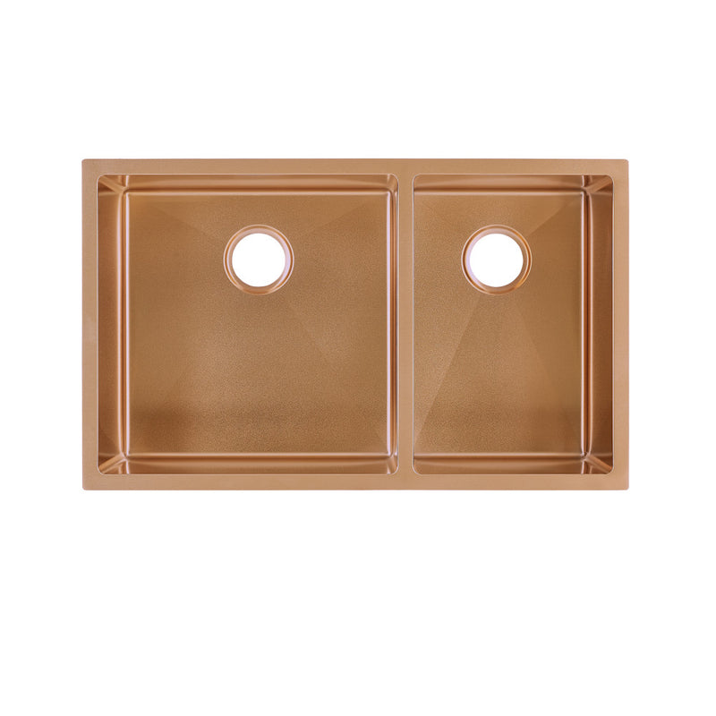 Rivage 33 x 20 Stainless Steel, Dual Basin, Undermount Kitchen Sink in Rose Gold