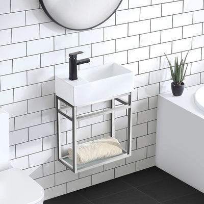 Pierre 19.5 Single, Open Shelf, Chrome Metal Frame Bathroom Vanity