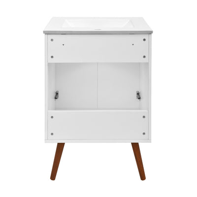 Manoir 24" Freestanding Bathroom Vanity in White with Sink Top