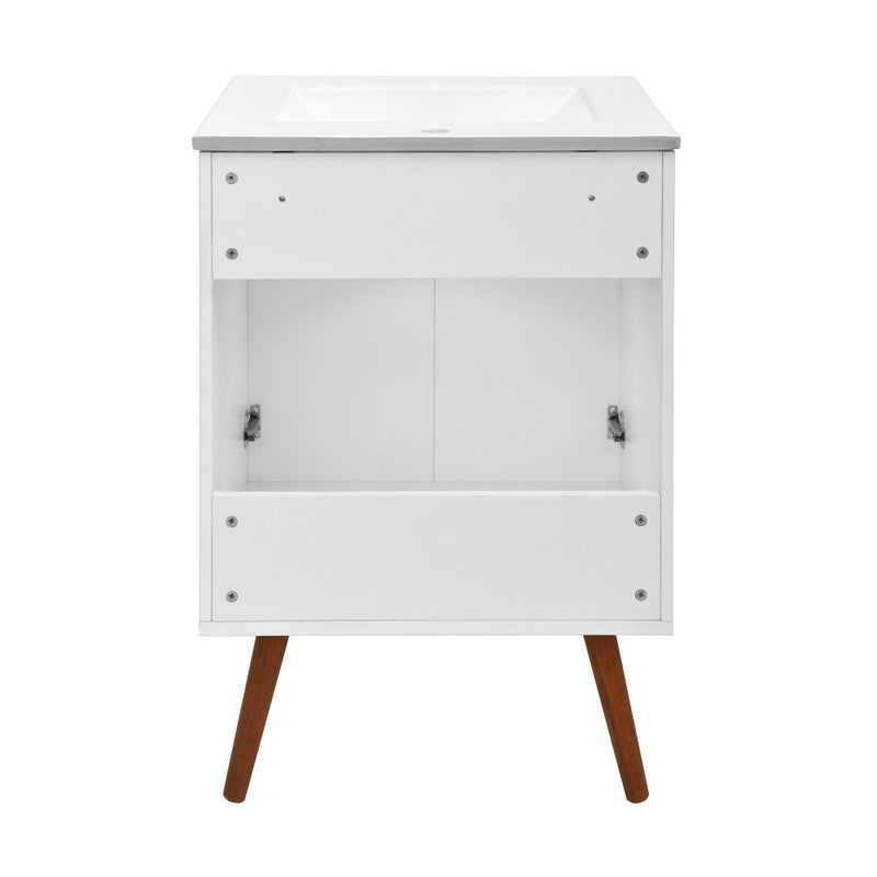 Manoir 24" Freestanding Bathroom Vanity in White with Sink Top