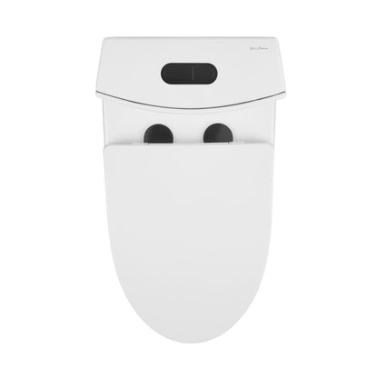 St. Tropez One-Piece 12" Rough-in 1.1/1.6 GPF Dual Top Vortex Flush Elongated Toilet in Glossy White with Black Hardware