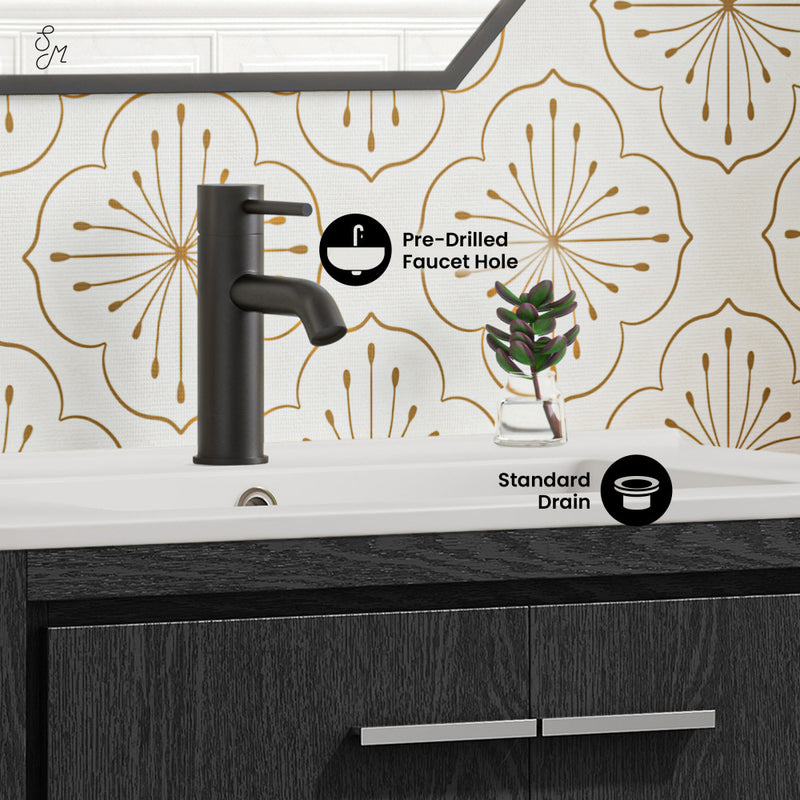 Virage 30" Freestanding Bathroom Vanity in Black Oak with Sink Top