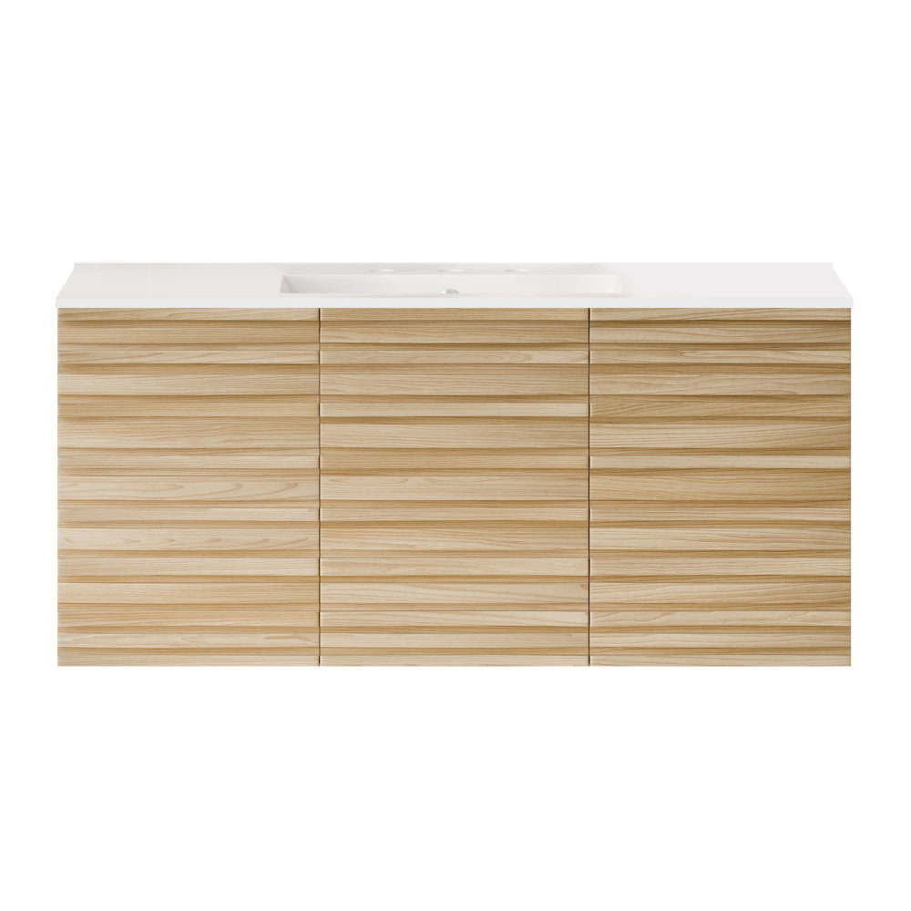 Cascade 48" Wall-Mounted Bathroom Vanity in Natural Oak with 3-Hole Widespread Sink Top