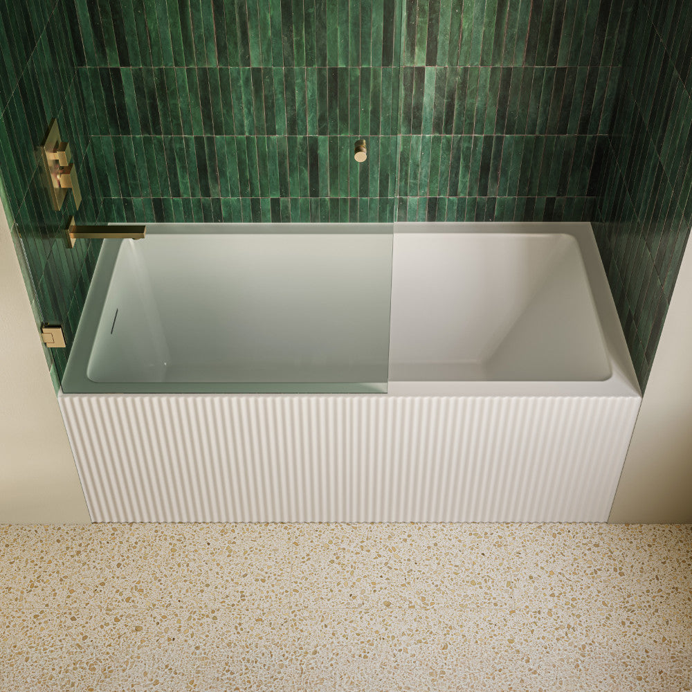 Lafayette 60 x 30 Skirted Left Drain Soaking Apron Bathtub in Glossy White with Integrated Overflow and Drain