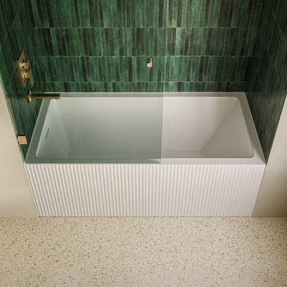 Lafayette 60 x 30 Skirted Left Drain Soaking Apron Bathtub in Glossy White with Integrated Overflow and Drain