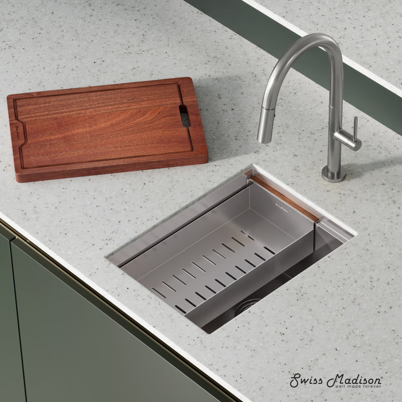 Rivage 15 x 19 Single Basin Undermount Kitchen Workstation Sink