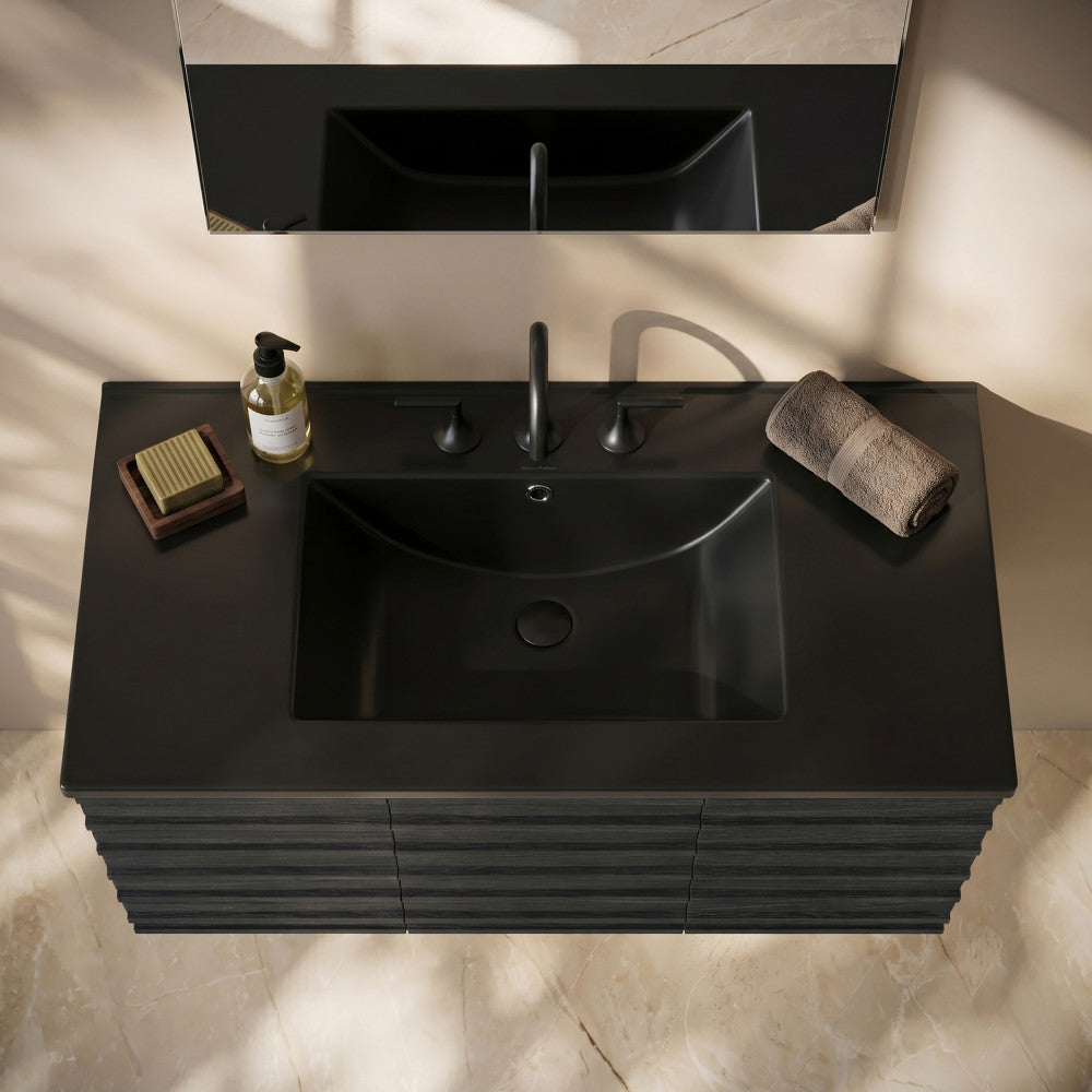 36" Ceramic Vanity Top with Three Faucet Holes in Matte Black