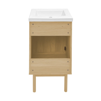 Classe 18" Freestanding Bathroom Vanity in Natural Oak with Sink Top