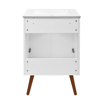 Manoir 24" Freestanding Bathroom Vanity in White with Sink Top