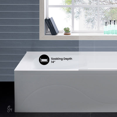 Ivy 54 x 30 Right Drain Soaking Alcove Corner Apron Bathtub in Glossy White with Integrated Overflow, Drain Included