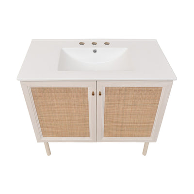 Classe 36" Freestanding Bathroom Vanity in White Oak with 3-Hole Widespread Sink Top