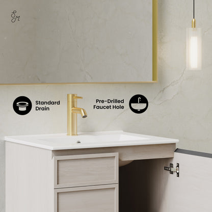 St. Tropez 24" Wall-Mounted Bathroom Vanity in White Oak with Sink Top