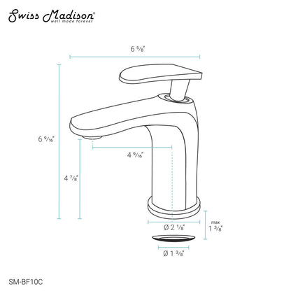 Single-handle bathroom faucet with curved spout, chrome finish.