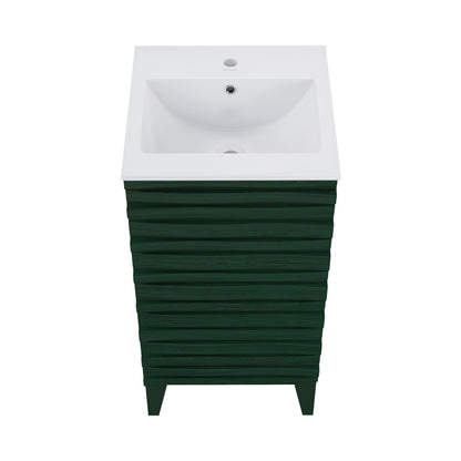 Cascade 18" Freestanding Bathroom Vanity in Green Oak with Sink Top