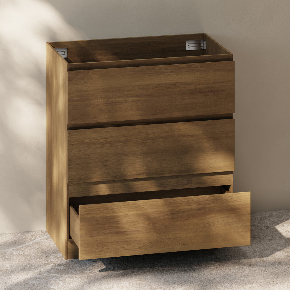 Liberte 30" Freestanding Bathroom Vanity Cabinet without Top in Brown Oak