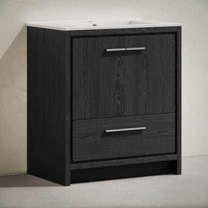 Virage 30" Freestanding Bathroom Vanity in Black Oak with Sink Top