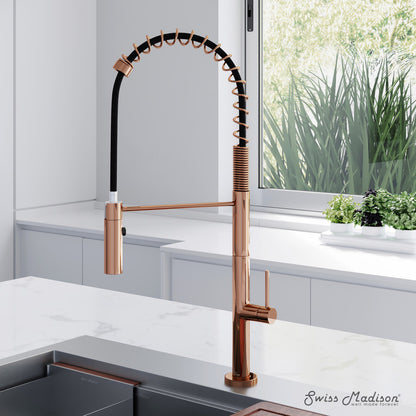 Chalet Single Handle, Pull-Down Kitchen Faucet in Rose Gold