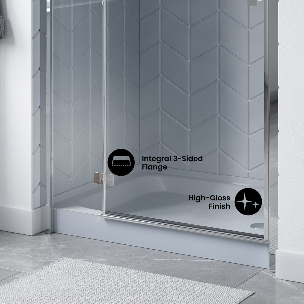 Voltaire 48" x 36" Single-Threshold, Right-Hand Drain, Shower Base in Gray