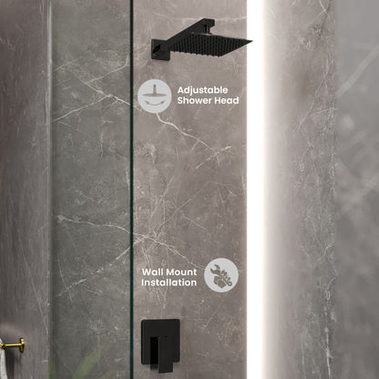 Concorde Single-Handle 1 Spray 8" Wall Mounted Fixed Shower Head in Matte Black (Valve Included)