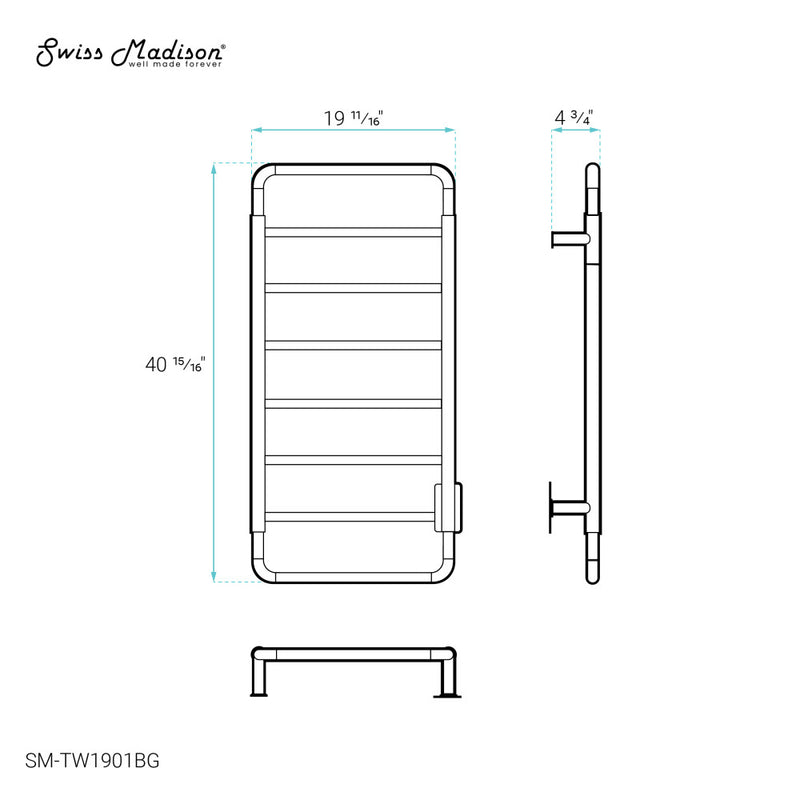 Ivy 8-Bar Electric Towel Warmer in Brushed Gold